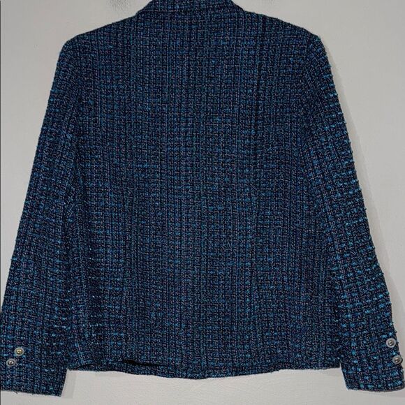 Appleseed’s Blue Textured Tweed Blazer with Notched Lapels - Picture 11 of 13